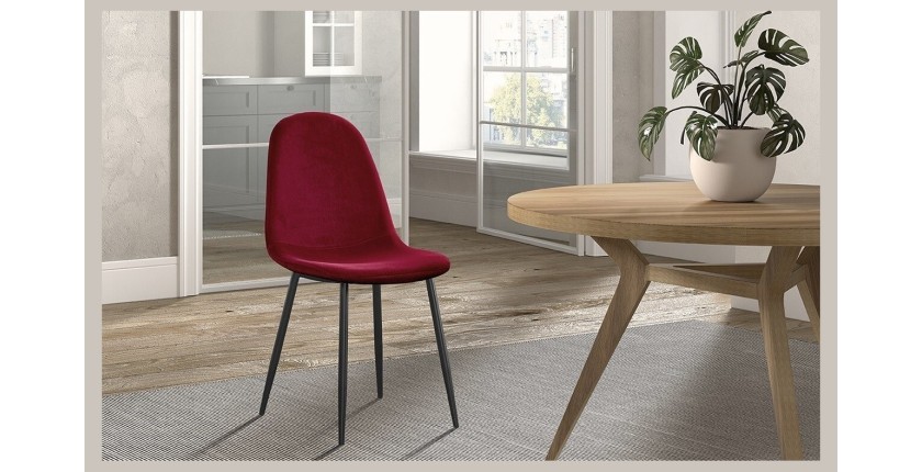 Chaise 'Boï' Velours Bordeaux