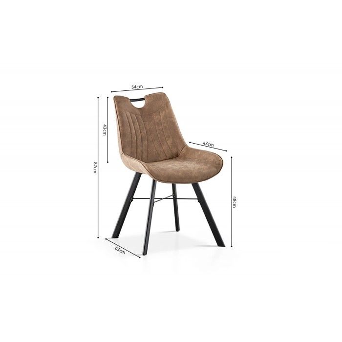 Chaise 'Paola' PU Micro fibre Brun Foncé, dimensions: H87 x L54 x P63 cm