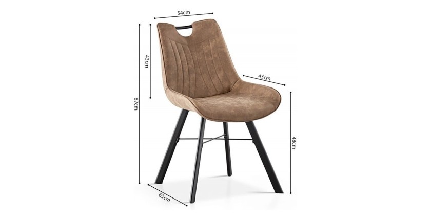 Chaise 'Paola' PU Micro fibre Brun Foncé, dimensions: H87 x L54 x P63 cm