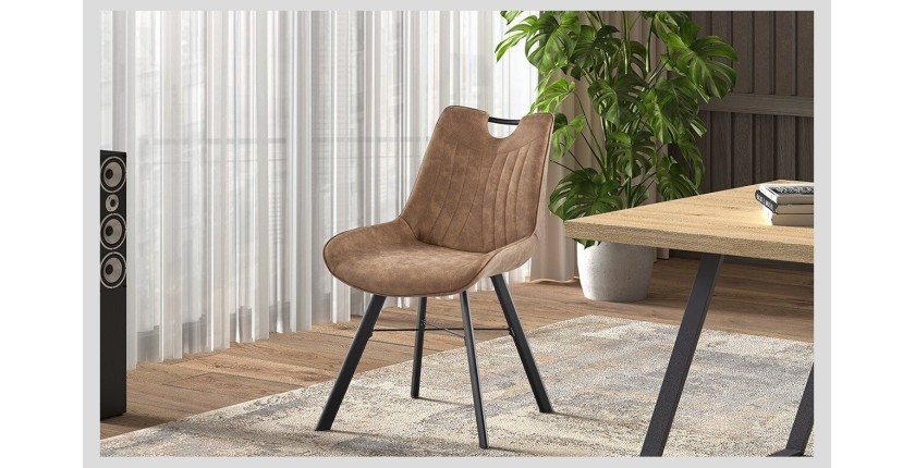 Chaise 'Paola' PU Micro fibre Brun Foncé, dimensions: H87 x L54 x P63 cm