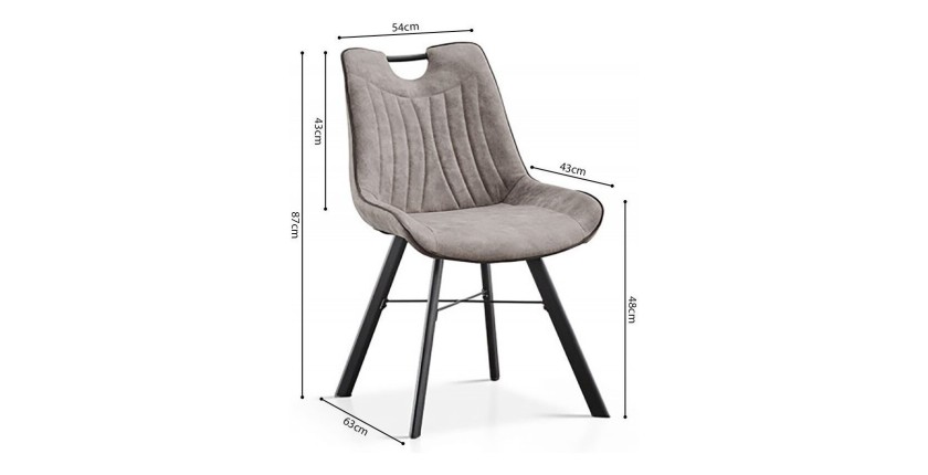 Chaise 'Paola' PU Micro fibre Gris clair, dimensions: H87 x L54 x P63 cm