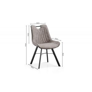 Chaise 'Paola' PU Micro fibre Gris clair, dimensions: H87 x L54 x P63 cm