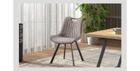 Chaise 'Paola' PU Micro fibre Gris clair, dimensions: H87 x L54 x P63 cm