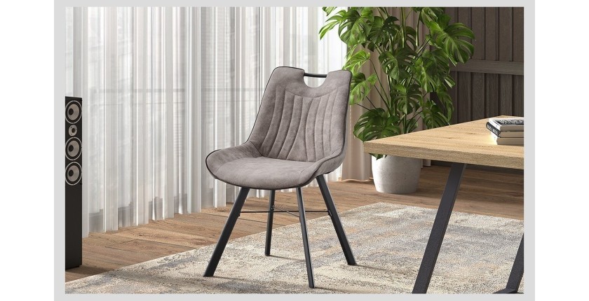 Chaise 'Paola' PU Micro fibre Gris clair, dimensions: H87 x L54 x P63 cm