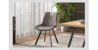 Chaise 'Paola' PU Micro fibre Gris Foncé, dimensions: H87 x L54 x P63 cm