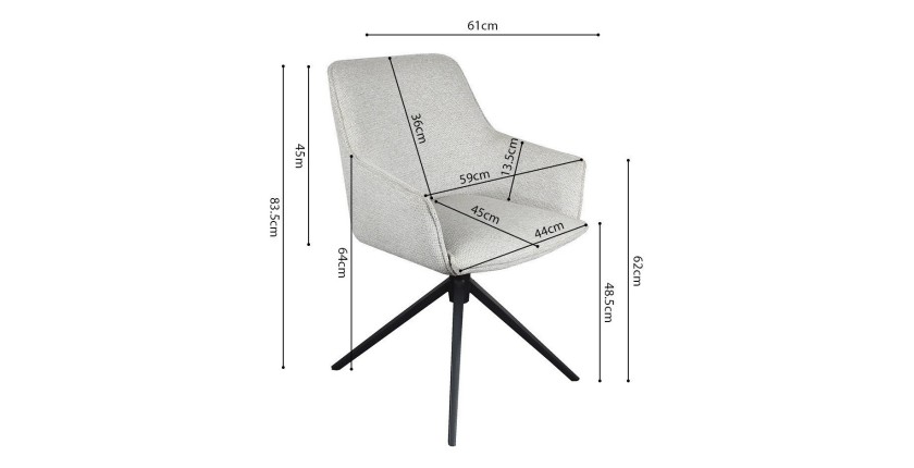 Chaise 'IRIS' Pivotant Tissu Sable