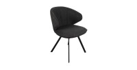 Chaise 'DAISY' Tissu Gris - Dos PU Gris