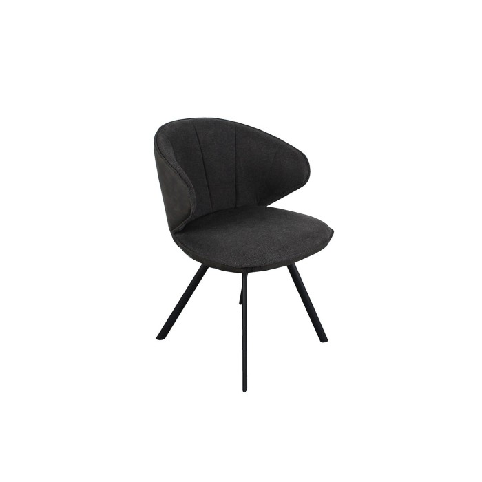 Chaise 'DAISY' Tissu Gris - Dos PU Gris