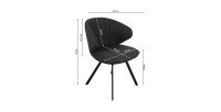Chaise 'DAISY' Tissu Gris - Dos PU Gris