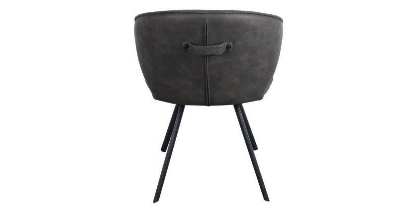 Chaise 'DAISY' Tissu Gris - Dos PU Gris