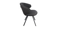 Chaise 'DAISY' Tissu Gris - Dos PU Gris