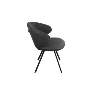 Chaise 'DAISY' Tissu Gris - Dos PU Gris