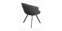 Chaise 'DAISY' Tissu Gris - Dos PU Gris
