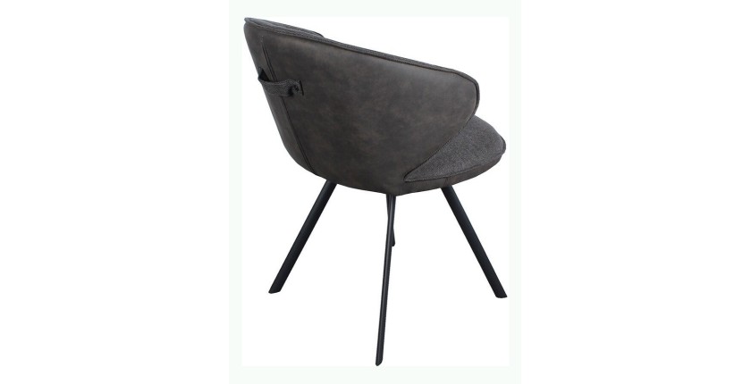 Chaise 'DAISY' Tissu Gris - Dos PU Gris