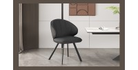 Chaise 'DAISY' Tissu Gris - Dos PU Gris