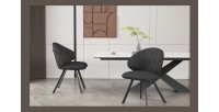 Chaise 'DAISY' Tissu Gris - Dos PU Gris