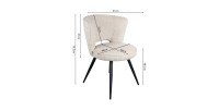 Chaise 'LORI' Bouclé Ecru, dimension H79.5 x L58 x P61, idéal pour votre cuisine ou salle à manger