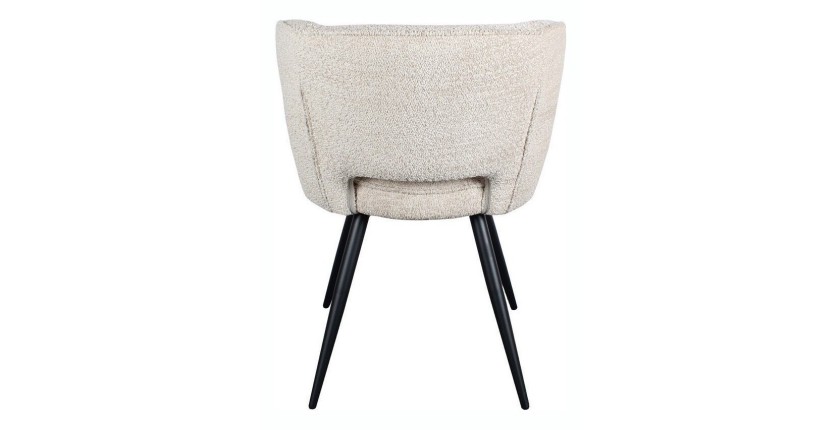 Chaise 'LORI' Bouclé Ecru, dimension H79.5 x L58 x P61, idéal pour votre cuisine ou salle à manger