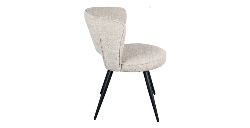 Chaise 'LORI' Bouclé Ecru, dimension H79.5 x L58 x P61, idéal pour votre cuisine ou salle à manger