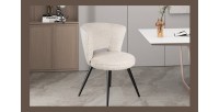 Chaise 'LORI' Bouclé Ecru, dimension H79.5 x L58 x P61, idéal pour votre cuisine ou salle à manger