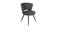 Chaise 'LORI' Bouclé Gris foncé, dimension H79.5 x L58 x P61, idéal pour votre cuisine ou salle à manger