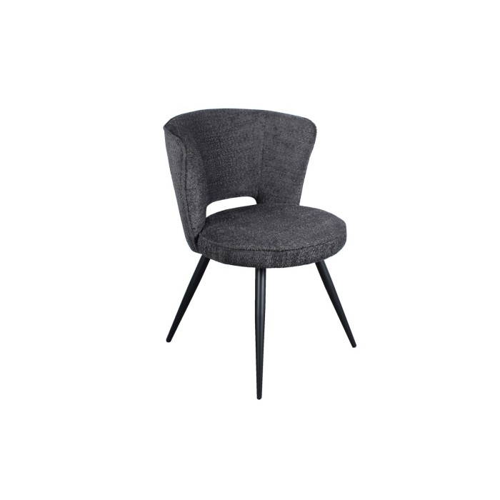 Chaise 'LORI' Bouclé Gris foncé, dimension H79.5 x L58 x P61, idéal pour votre cuisine ou salle à manger