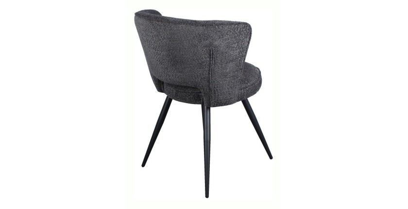 Chaise 'LORI' Bouclé Gris foncé, dimension H79.5 x L58 x P61, idéal pour votre cuisine ou salle à manger