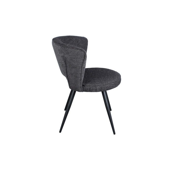 Chaise 'LORI' Bouclé Gris foncé, dimension H79.5 x L58 x P61, idéal pour votre cuisine ou salle à manger