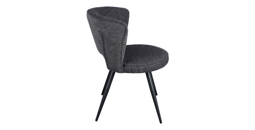 Chaise 'LORI' Bouclé Gris foncé, dimension H79.5 x L58 x P61, idéal pour votre cuisine ou salle à manger