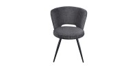 Chaise 'LORI' Bouclé Gris foncé, dimension H79.5 x L58 x P61, idéal pour votre cuisine ou salle à manger