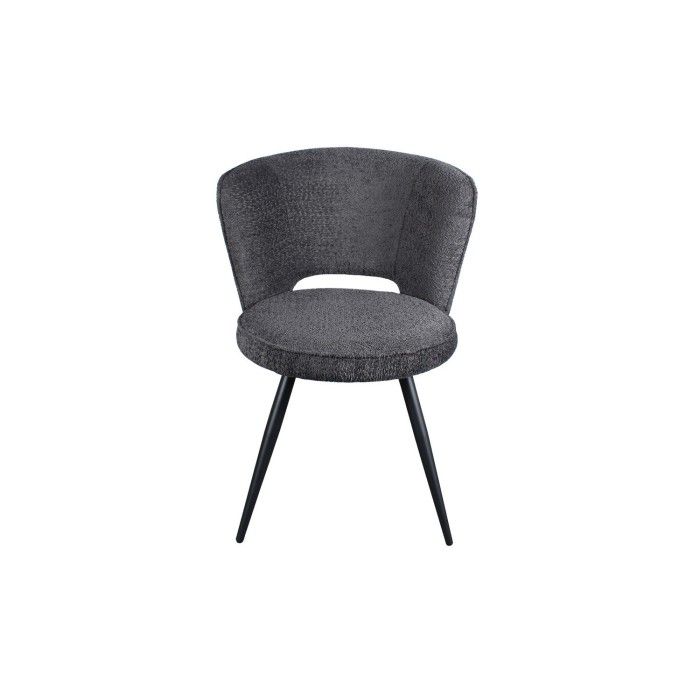 Chaise 'LORI' Bouclé Gris foncé, dimension H79.5 x L58 x P61, idéal pour votre cuisine ou salle à manger