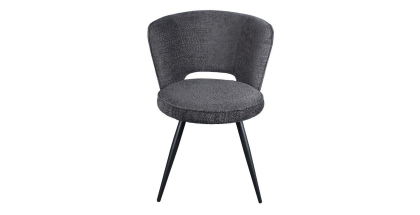 Chaise 'LORI' Bouclé Gris foncé, dimension H79.5 x L58 x P61, idéal pour votre cuisine ou salle à manger