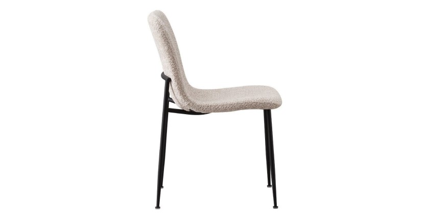 Chaise 'ALICE' Bouclé Beige, dimension H81.5 x L42 x P57, idéal pour votre cuisine ou salle à manger