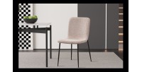 Chaise 'ALICE' Bouclé Beige, dimension H81.5 x L42 x P57, idéal pour votre cuisine ou salle à manger