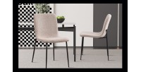 Chaise 'ALICE' Bouclé Beige, dimension H81.5 x L42 x P57, idéal pour votre cuisine ou salle à manger