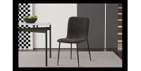 Chaise 'ALICE' Bouclé Gris, dimension H81.5 x L42 x P57, idéal pour votre cuisine ou salle à manger