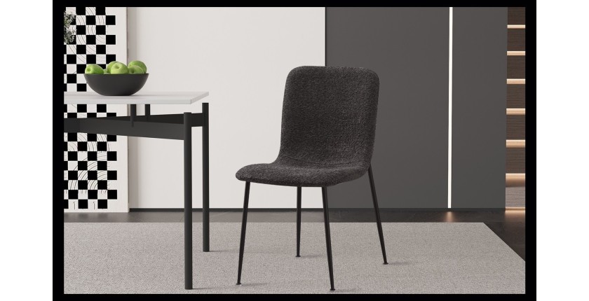 Chaise 'ALICE' Bouclé Gris, dimension H81.5 x L42 x P57, idéal pour votre cuisine ou salle à manger