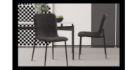 Chaise 'ALICE' Bouclé Gris, dimension H81.5 x L42 x P57, idéal pour votre cuisine ou salle à manger