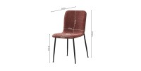 Chaise 'ALICE' Bouclé Rose, dimension H81.5 x L42 x P57, idéal pour votre cuisine ou salle à manger