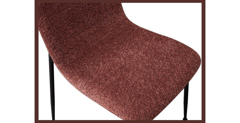 Chaise 'ALICE' Bouclé Rose, dimension H81.5 x L42 x P57, idéal pour votre cuisine ou salle à manger