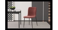 Chaise 'ALICE' Bouclé Rose, dimension H81.5 x L42 x P57, idéal pour votre cuisine ou salle à manger