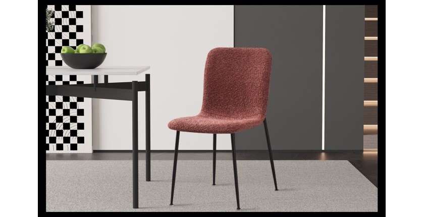 Chaise 'ALICE' Bouclé Rose, dimension H81.5 x L42 x P57, idéal pour votre cuisine ou salle à manger