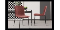Chaise 'ALICE' Bouclé Rose, dimension H81.5 x L42 x P57, idéal pour votre cuisine ou salle à manger