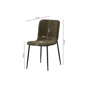 Chaise 'ALICE' Bouclé Vert, dimension H81.5 x L42 x P57, idéal pour votre cuisine ou salle à manger