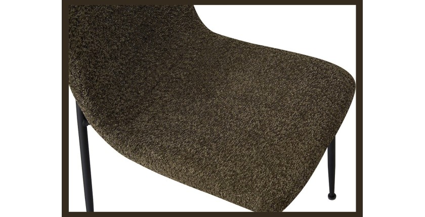 Chaise 'ALICE' Bouclé Vert, dimension H81.5 x L42 x P57, idéal pour votre cuisine ou salle à manger