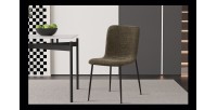 Chaise 'ALICE' Bouclé Vert, dimension H81.5 x L42 x P57, idéal pour votre cuisine ou salle à manger