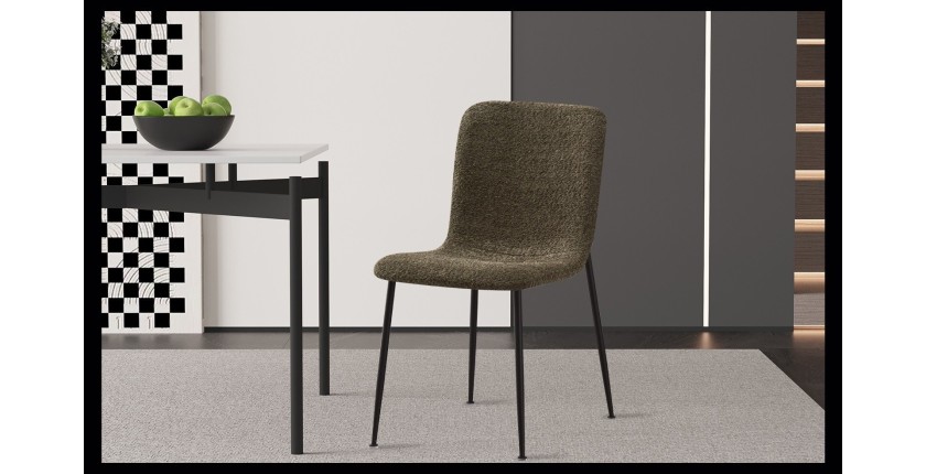 Chaise 'ALICE' Bouclé Vert, dimension H81.5 x L42 x P57, idéal pour votre cuisine ou salle à manger