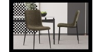 Chaise 'ALICE' Bouclé Vert, dimension H81.5 x L42 x P57, idéal pour votre cuisine ou salle à manger