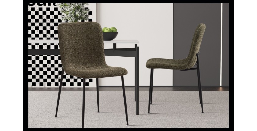 Chaise 'ALICE' Bouclé Vert, dimension H81.5 x L42 x P57, idéal pour votre cuisine ou salle à manger