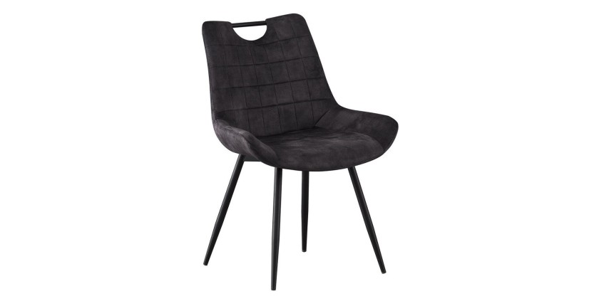 Chaise 'NINO' Velours Gris, dimension H84 x L56 x P62.5, idéal pour votre cuisine ou salle à manger